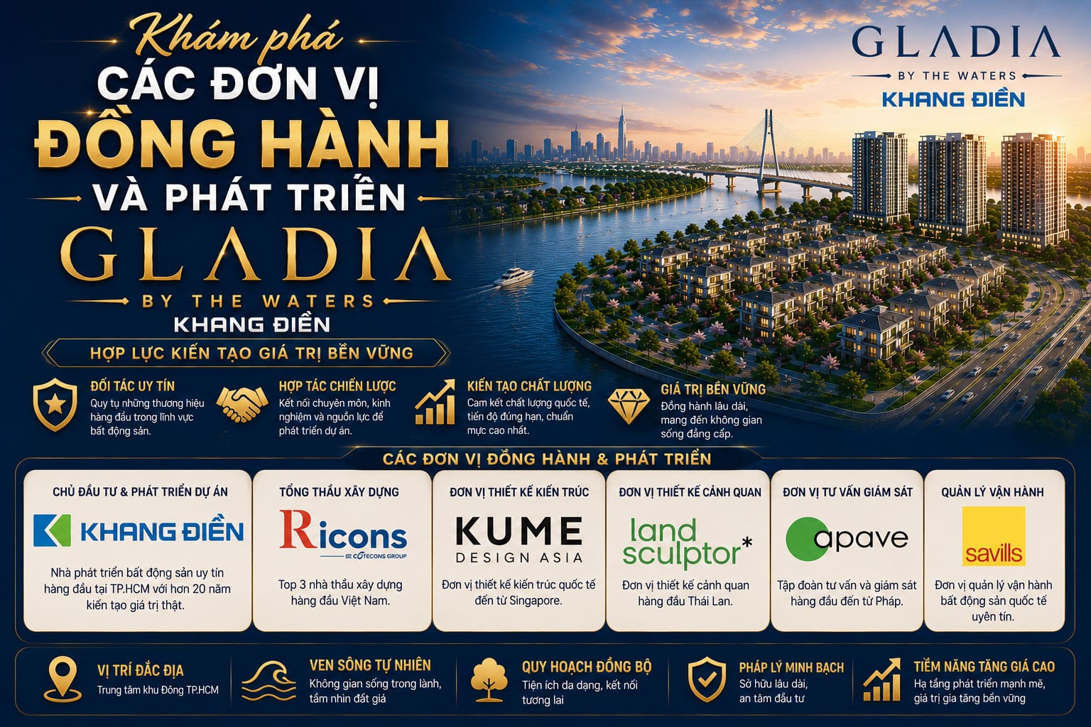 Khám phá các đơn vị đồng hành và phát triển Gladia by the Waters