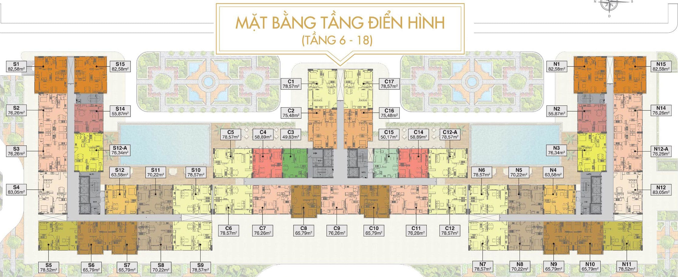 Mặt bằng tầng điển hình chung cư Saigon Mia Trung Sơn